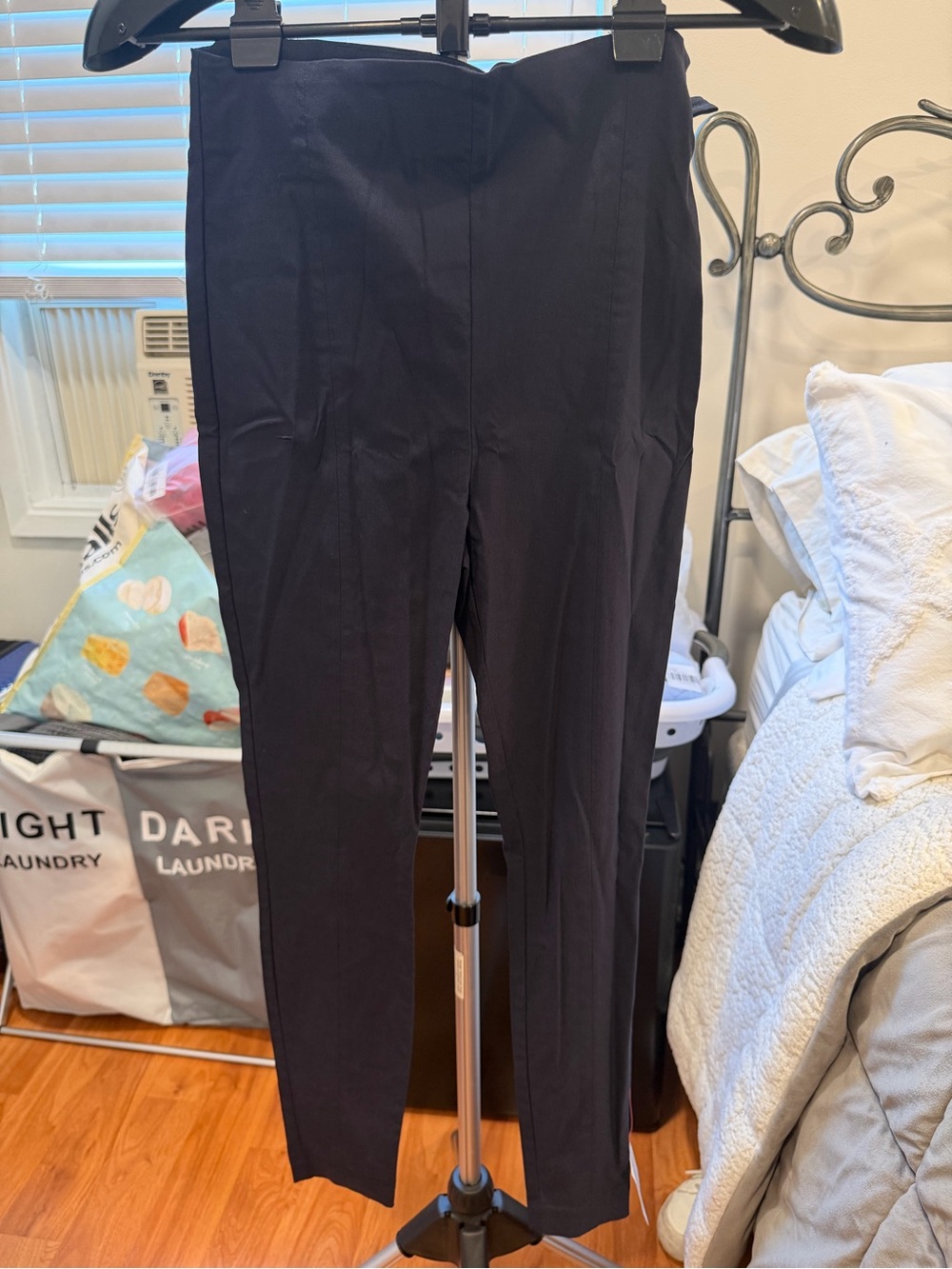 High-Waist Black Stretch Slim Pants for Women